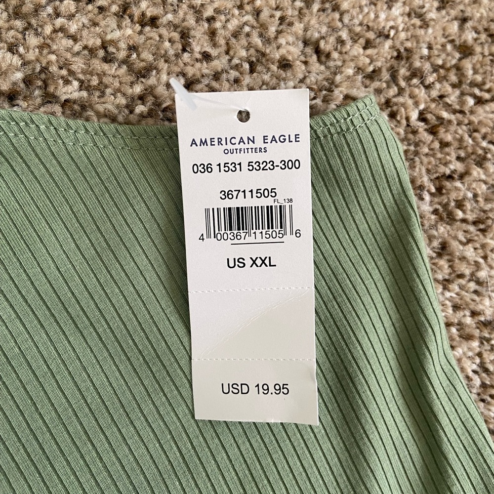 Green AE square neck crop top